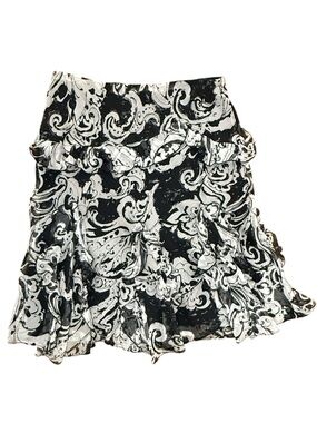 Lauren Ralph Lauren Black Pearl Paisley Print Ruffle Skirt. Medium. NEW.
